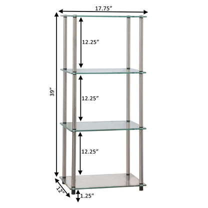 Convenience Concepts Designs2Go Classic Glass 4-Tier Tower 17.75" - Modern Media Stainless Steel
