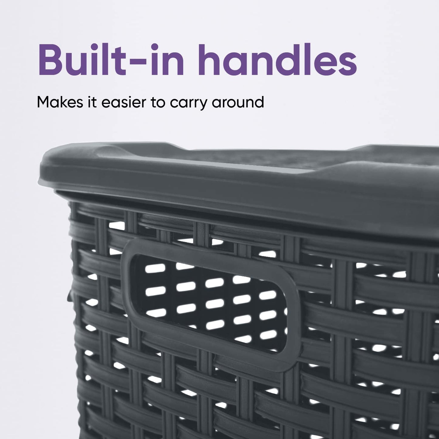 Plastic Laundry Hamper with Lid Laundry Hamper Basket, Grey Tall Cloths Hamper Organizer with