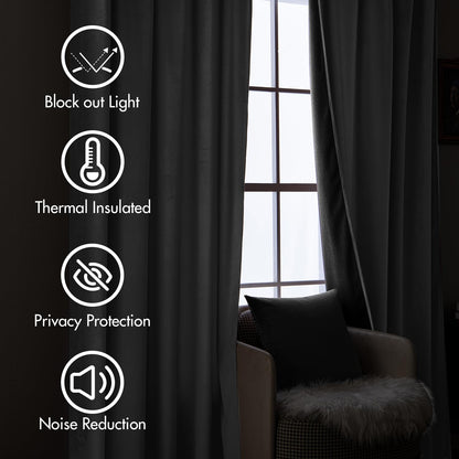 MIULEE Grey Velvet Curtains 84 inches Long 2 Panels - Luxury Pinch Pleated Room Darkening Window Drapes for Bedroom Living Room Thermal Insulated Super Soft Blackout, Back Tab Rod Pocket Gray