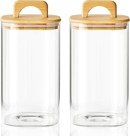 Sweejar 2 qt Glass Food Storage Jars with Airtight Lid, Half Gallon Laundry Pods Container, 64 oz Glass Jars for Laundry Room Organization, 2 Pack