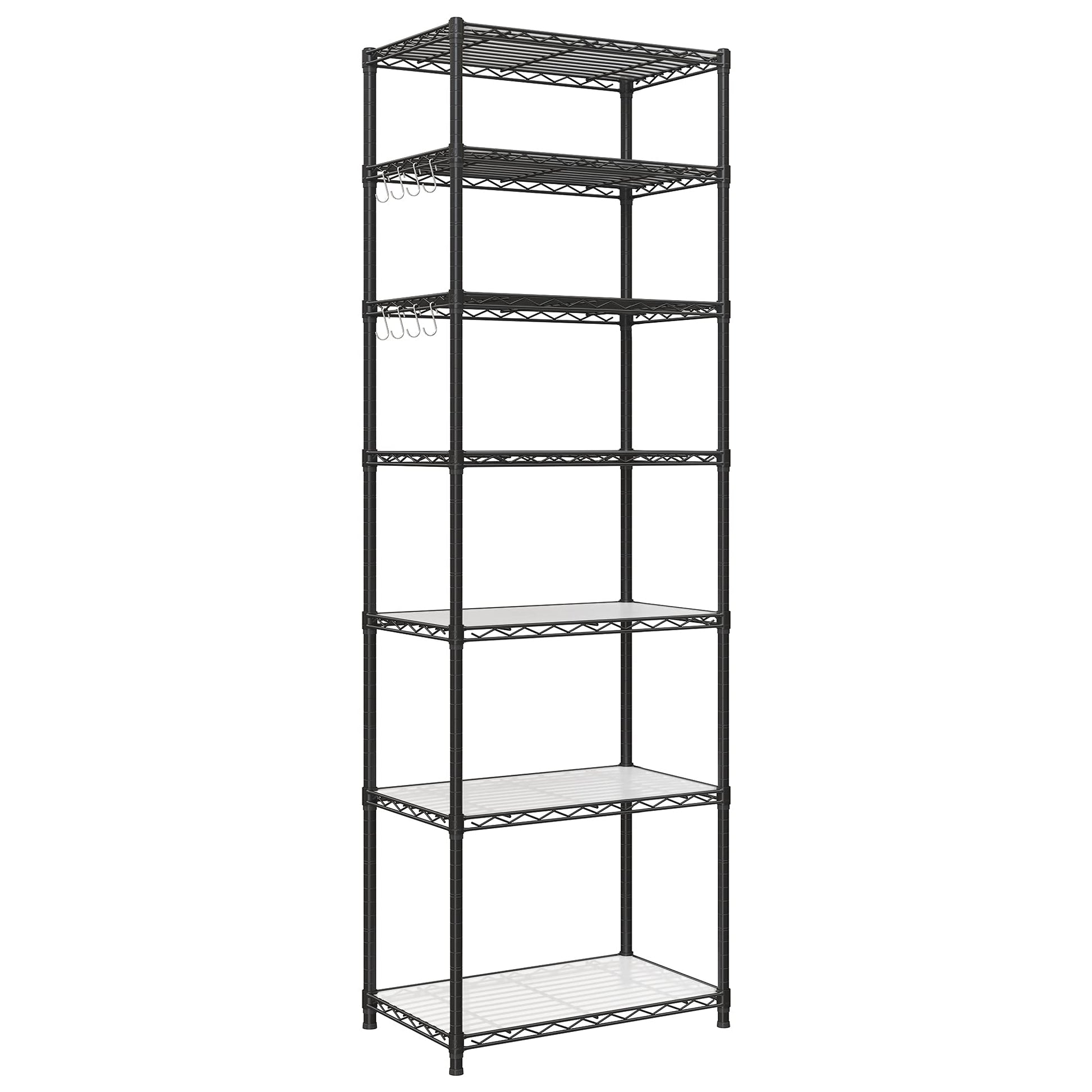 SONGMICS 7-Tier Storage Shelves, Wire Shelving Unit, Kitchen Metal Shelves, Storage Rack with