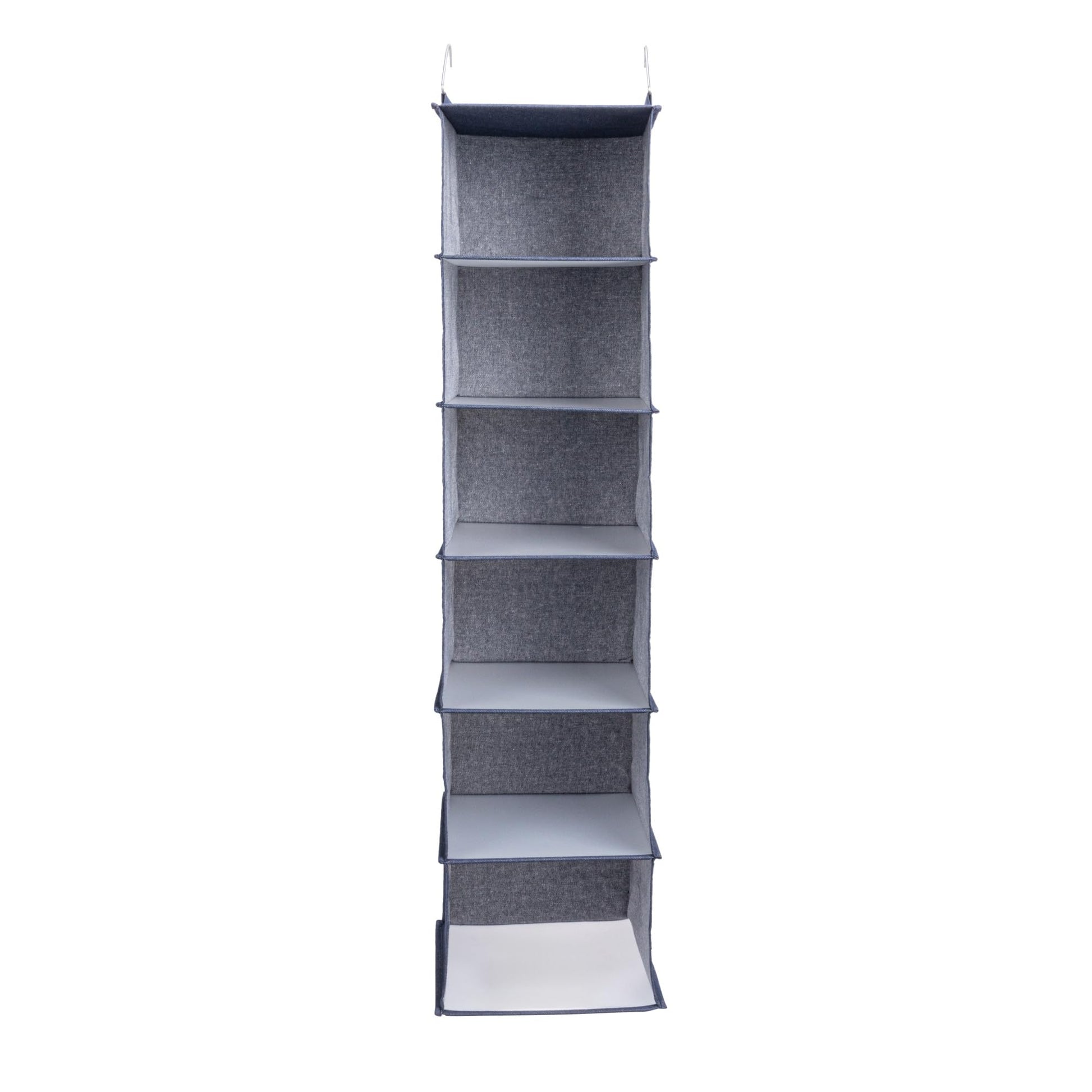 Household Essentials Hanging Cotton Blend Closet Organizer with 6 Storage Shelves, Denim