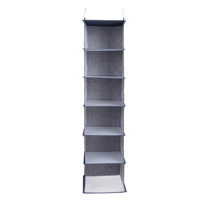 Household Essentials Hanging Cotton Blend Closet Organizer with 6 Storage Shelves, Denim