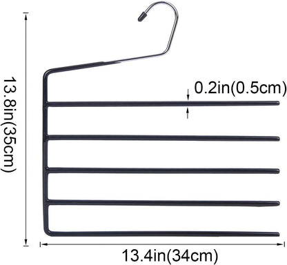 Nature Smile Pants Hangers 3pack, Heavy Duty Multi Layers Space Saving Slack Hangers,Non Slip 5 Tier Open-Ended Pants Hanger Closet Storage Organizer for Garden Flags Trousers Jeans Scarf