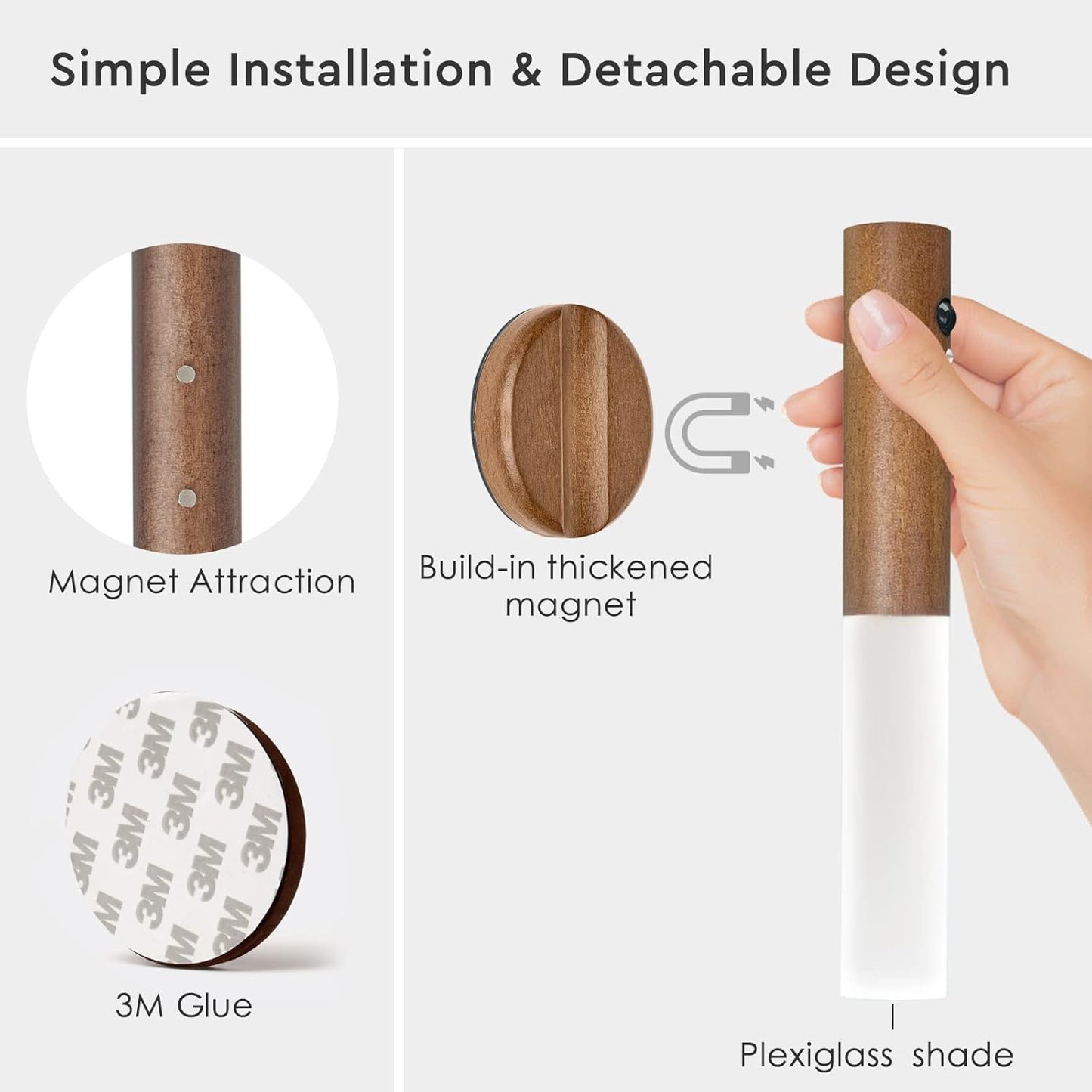 Montford Battery Operated Wall Sconces, Motion Sensor Night Light Magnetic Wall Light Rechargeable Wall Sconce, Peel and Stick Sconce Lights for Bedside Stair Hallway