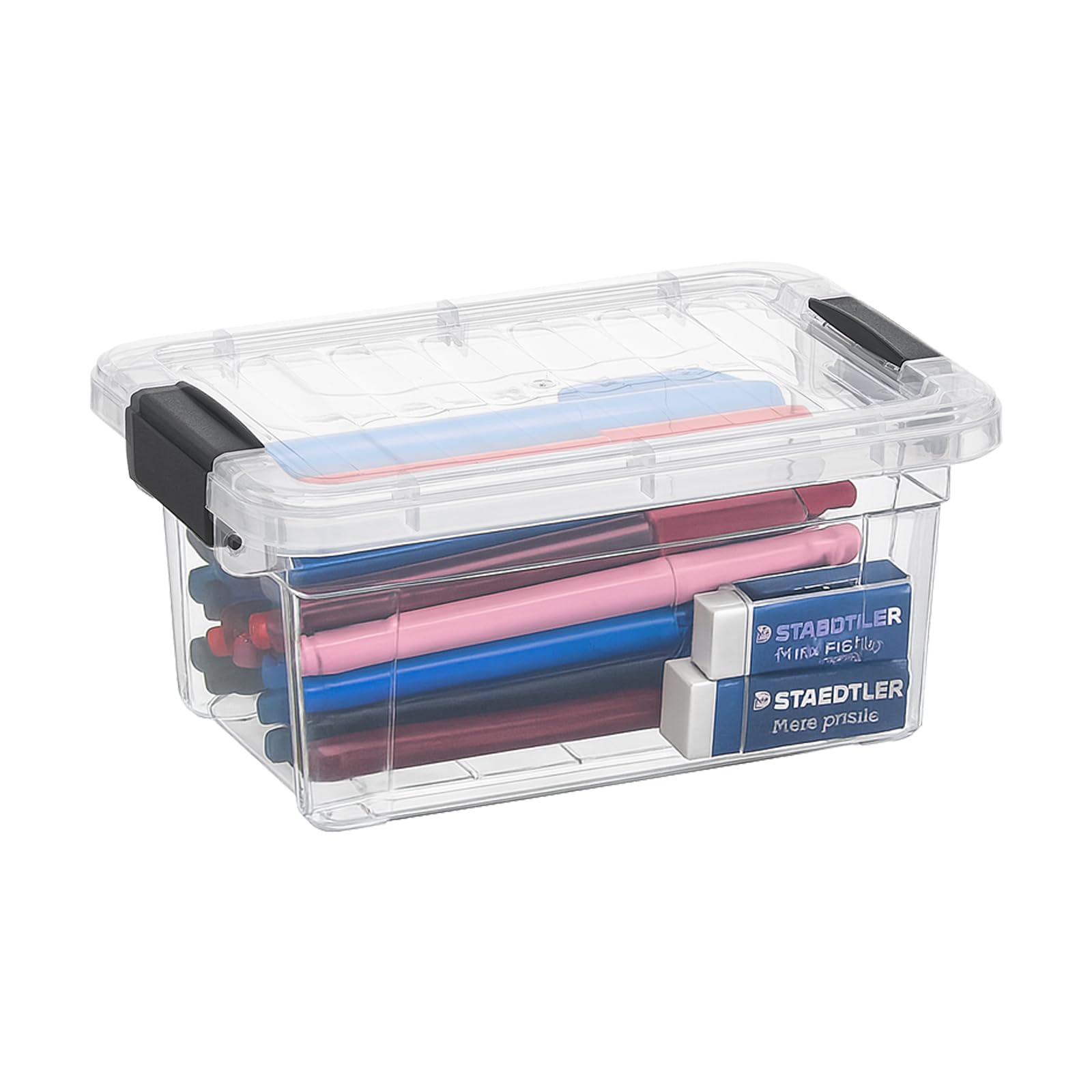 Superio Clear Storage Box with Lid, 1.85 Quart Plastic Container Bins for Organizing, Stackable