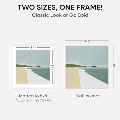 Homeforia 10x10 White Picture Frame, High-End Oak 10 x 10 Square Wooden Frames with Mat 8 by 8 Photo, 10by10 Wood Frame Matted to 8x8 Print, Wall or Tabletop Frames, Tempered Glass, Wall Kit, Set of 1