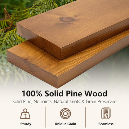 Habudda Floating Shelves, Wall Shelf for Bathroom Bedroom Kitchen, Natural Pine Real Wooden Shelves, Wall Mounted, 100% Pine, Set of 2, 30 Inches Long, Honey Oak