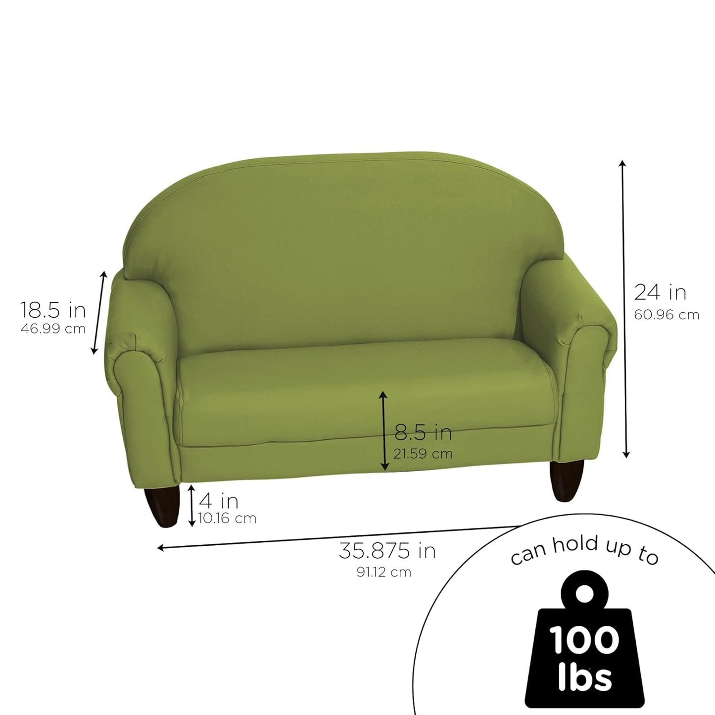 Children's Factory As We Grow Toddler Sofa, Flexible Seating for Daycare or Preschool, Kids Reading Couch, Playroom Furniture, Sage