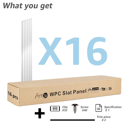 Art3d WPC Wainscoting Panels, 16-Pack 48 x 6 Inch 3D Wall Accents for Interior Wall Decor, Living Room, Bedroom, White