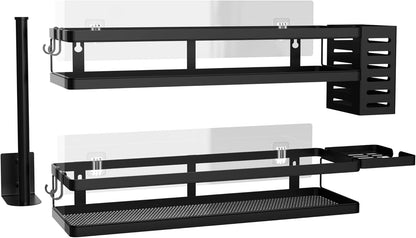 PUSDON Metal Wall Hanging Basket 2 Packs DIY Suitable for Multiple Scenes - Large Black Guardrail Suit