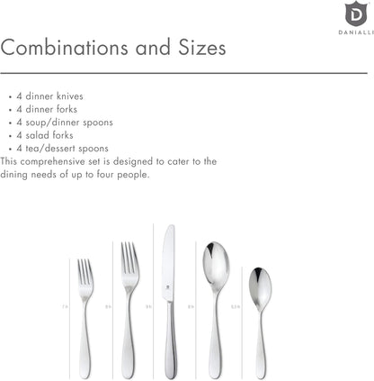Silverware Set for 4 – 18/10 Stainless Steel Flatware, Mirror Finish, Dishwasher Safe, Heavy-Duty, Rust Resistant, Elegant Cutlery (20-Piece Set, Fidenza)