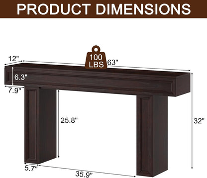 Rresyet 63 Inch Long Console Table, Sofa Table Behind Sofa, Wooden Entryway Table, Farmhouse Entryway Table for Entry, Hallway, Living Room (Cherry)