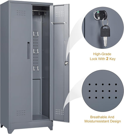 Storage Cabinet,Metal Locking Cabinets with Doors and Shelves,Functional Garage Storage Cabinet for Garage, Home Office,Gray