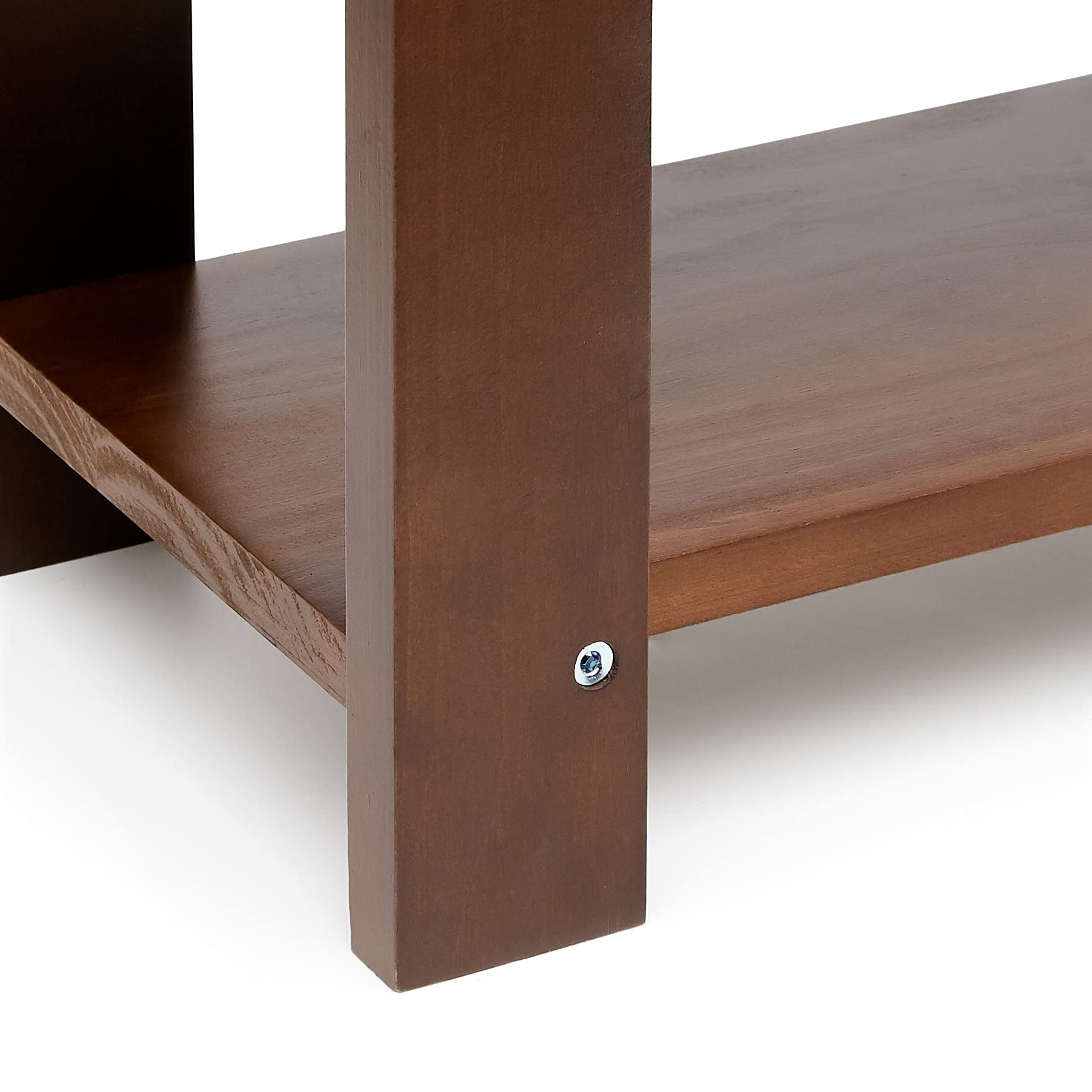 Amazon Basics Sturdy Solid Pine Wood Entryway Bench with Shoe Storage Organizer Rack, Espresso