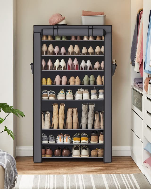 SONGMICS 10-Tier Shoe Rack, Shoe Storage Cabinet with Dustproof Cover, Free-Standing Shoe Storage