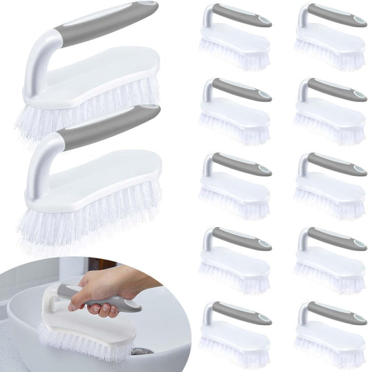 Lallisa 12 Pcs Scrub Brush for Cleaning with Handle Comfortable to Grip Heavy-Duty Flexible Stiff