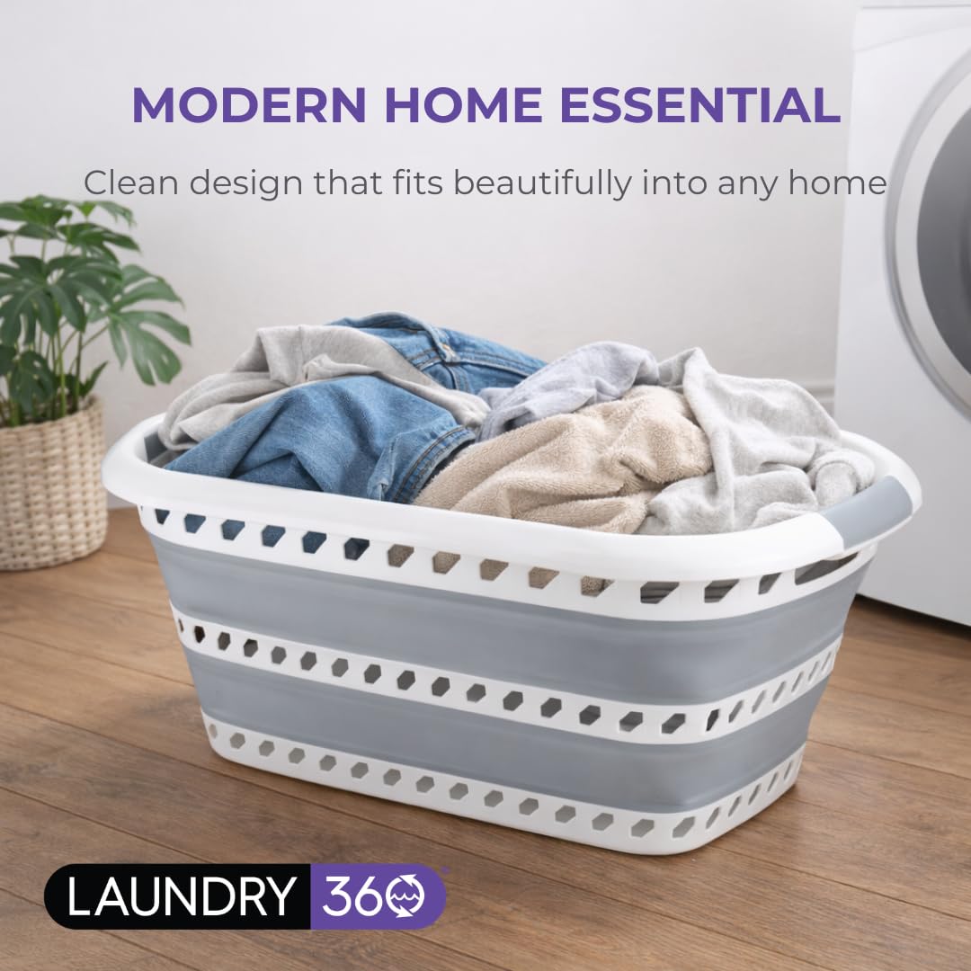 Laundry 360 Collapsible Laundry Basket 40L | Portable | Space Saver Storage | Hold 2 Loads | Store