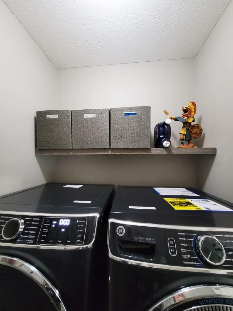 joelsantiques 60 Inch Wooden Floating Shelves for Wall - 60x10x2 in - Made of Natural Wood - Long Heavy Duty Rustic Wall Shelves for Bedroom - Perfect for Living Room, Kitchen - Gray