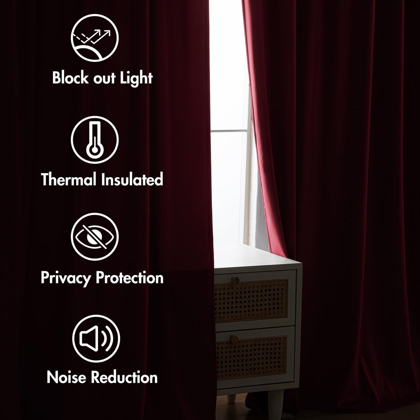 MIULEE Hot Pink Velvet Curtains 90 inches 2 Panels - Luxury Room Darkening Window Drapes for Bedroom Living Room Thermal Insulated Super Soft Blackout, Back Tab Rod Pocket Pinch Pleated, W52 x L90