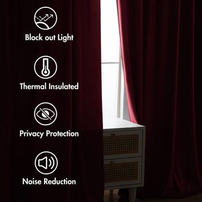 MIULEE Hot Pink Velvet Curtains 96 inches 2 Panels - Luxury Room Darkening Window Drapes for Bedroom Living Room Thermal Insulated Super Soft Blackout, Back Tab Rod Pocket Pinch Pleated, W52 x L96