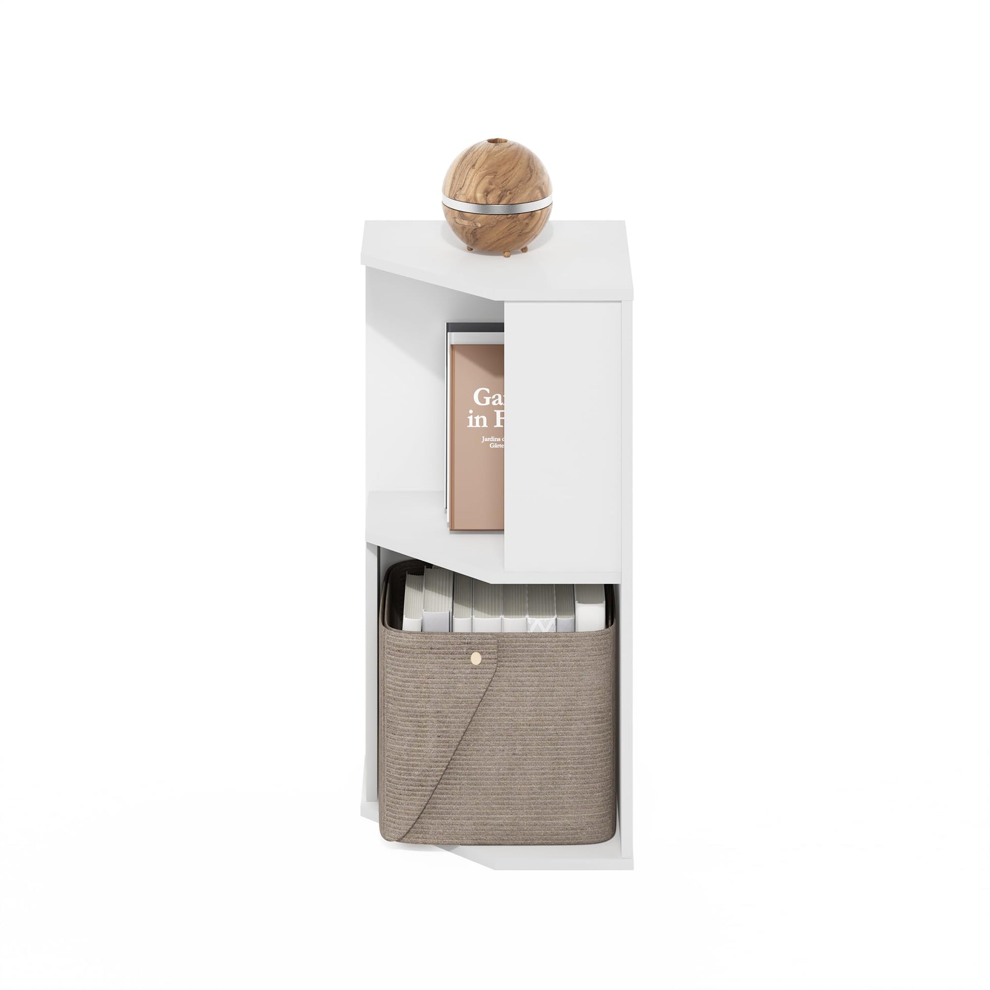 Furinno ECON Corner Shelf, 2-Tier Corner Book Shelf, Standing Storage Shelves, Cube Display Rack