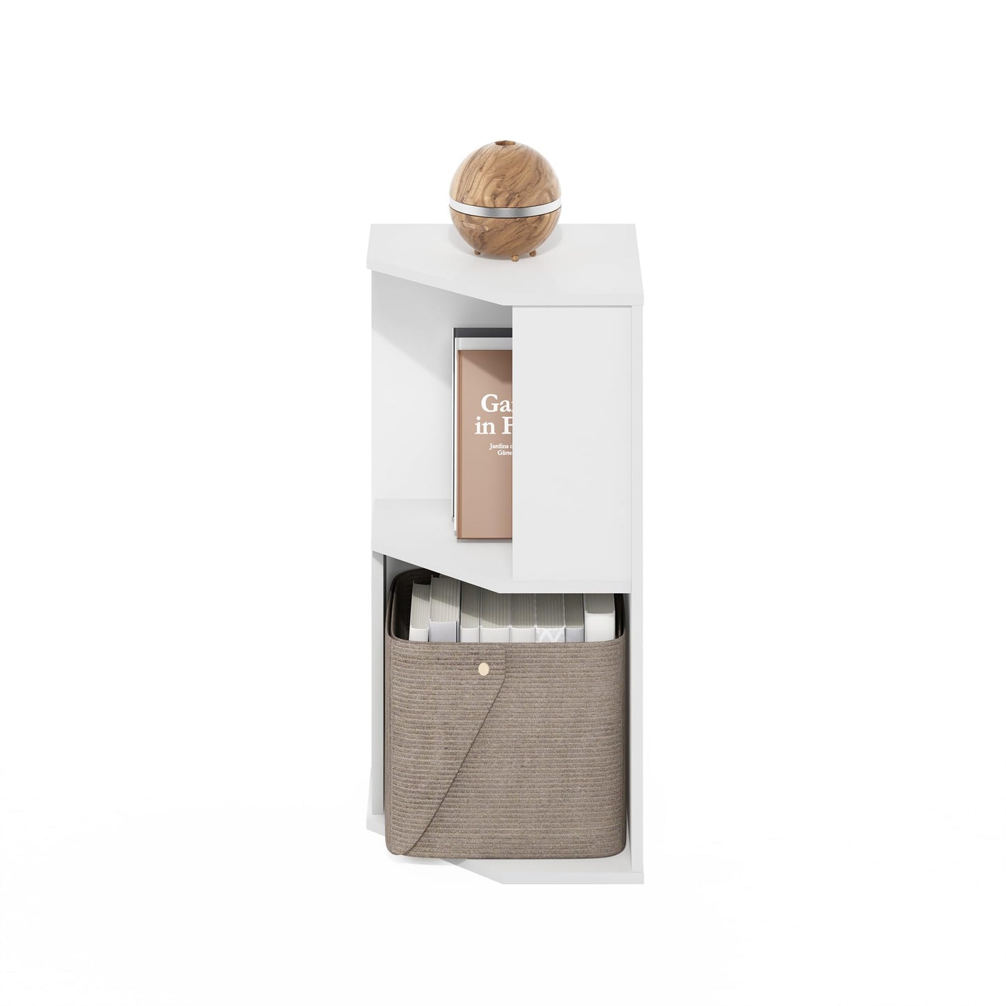 Furinno ECON Corner Shelf, 2-Tier Corner Book Shelf, Standing Storage Shelves, Cube Display Rack