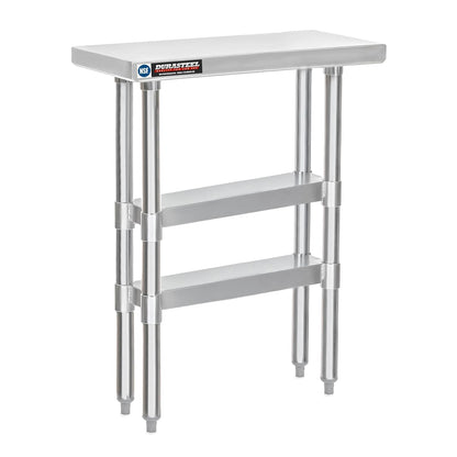 DuraSteel Food Prep Stainless Steel Table - 30 x 12 Inch Commercial Metal Workbench with Adjustable Under Shelf - NSF Certified - for Restaurant, Warehouse, Home, Kitchen, Garage