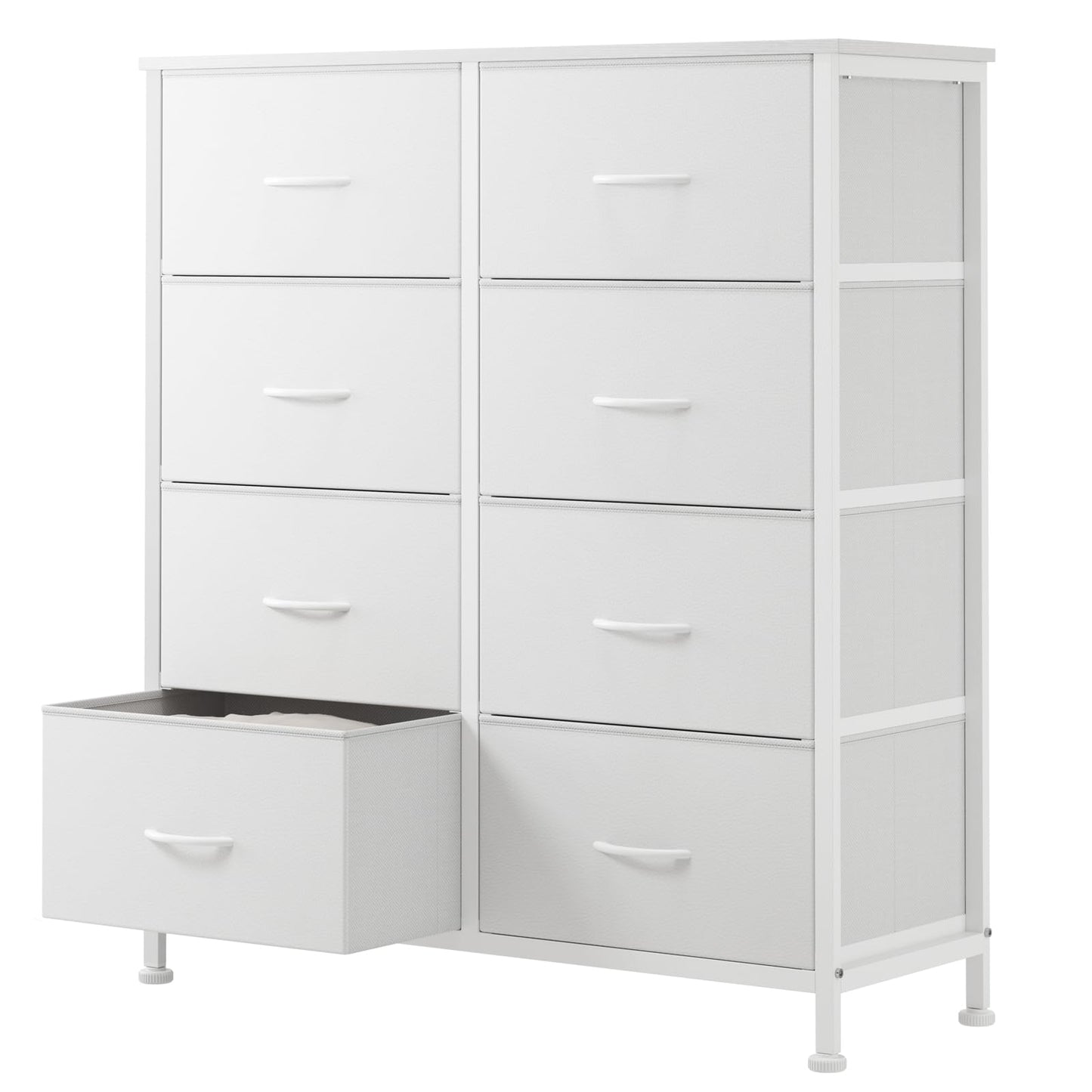 Sweetcrispy 8 Drawer Fabric White Dresser for Bedroom, Tall Double Dresser