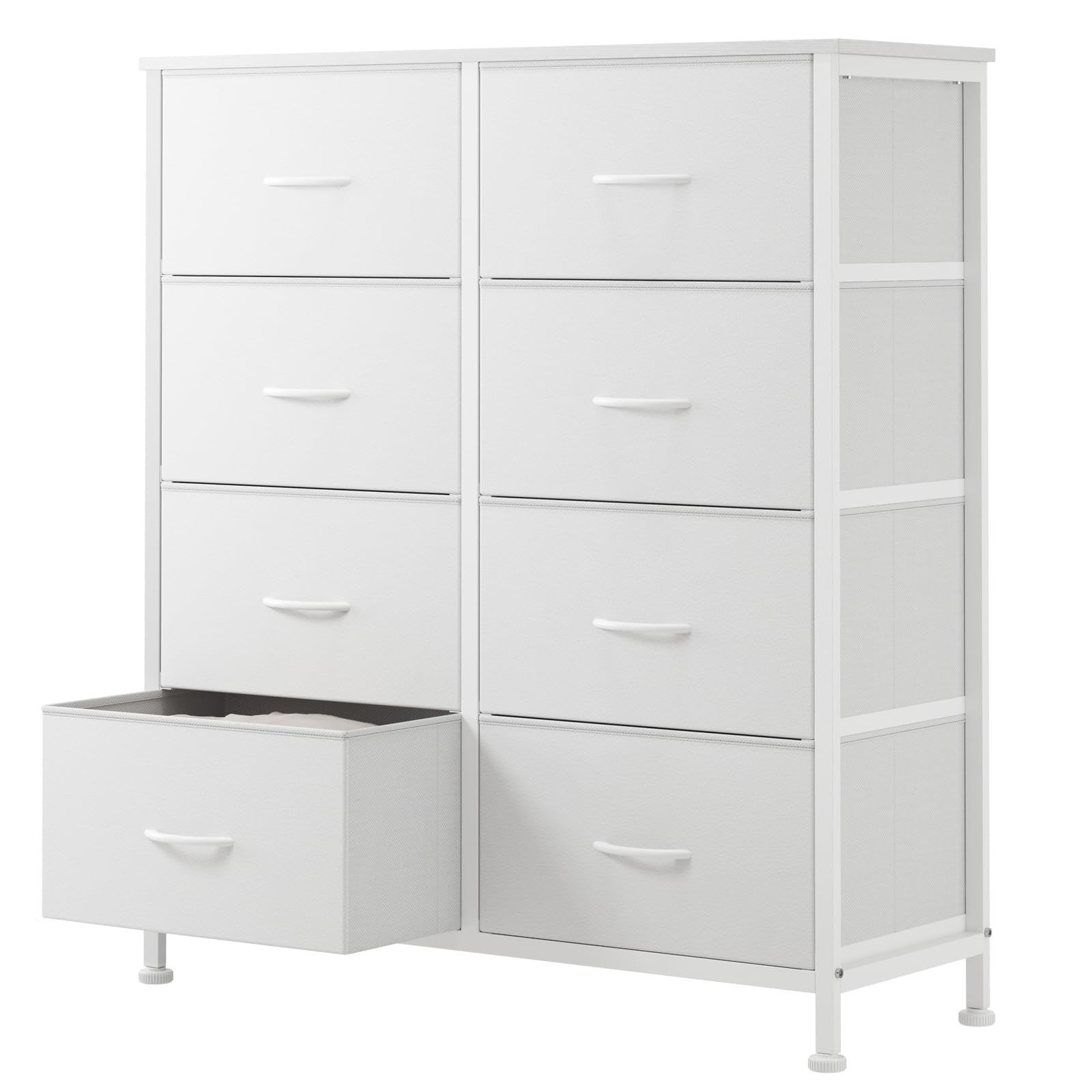 Sweetcrispy 8 Drawer Fabric White Dresser for Bedroom, Tall Double Dresser
