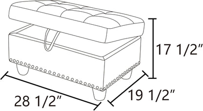 Ottoman Rectangular Storage Ottoman Bench, Footrest Stool Footstool with Lid for Living Room, Bedroom, Entryway, Brown, 28.5"x19.5"x17.5"