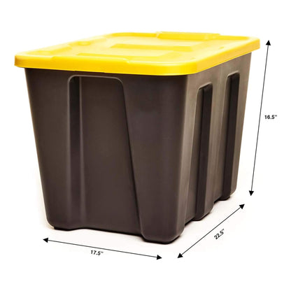 HOMZ 18 Gallon Durabilt Storage Bins, Pack of 4 Heavy Duty Plastic Containers, Secure Snap Lids