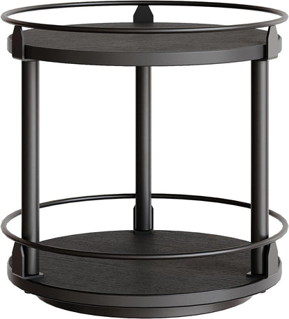 Lazy Susan Organizer, Rotating Spice Rack, 2 Tier Spice Turntable Organizer, Industrial Turntable Spice Holder, for Kitchen Countertop and Cabinet, Compact and Versatile, Black SR22BK