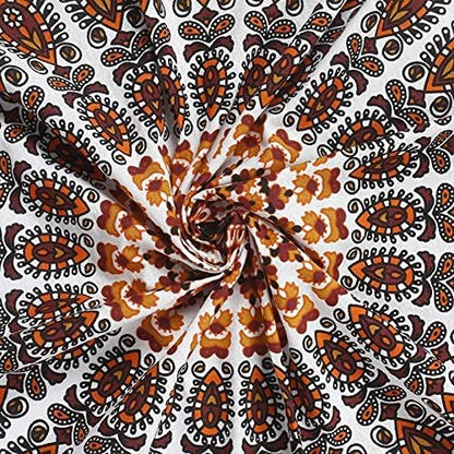 Bless International Handmade Indian hippie Bohemian Psychedelic Peacock Mandala Wall hanging College Dorm Beach Throws Table Cloth Bedding Tapestry (Orange Brown, King(88x104Inches)(225x265Cms))