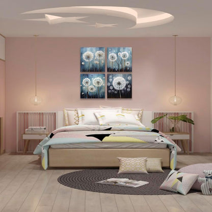 RUISHI Canvas Wall Art For Bathroom Abstract Dandelion Painting for Living Room Girls Bedroom Modern Abstract Flower Prints Artwork Home Office Decoration 12L x 12W