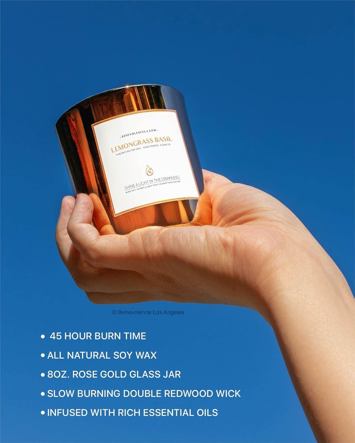 Benevolence LA Scented Candle Gift Set ??4-Pack Soy Candles with Wood Wicks ??Rose & Sandalwood, Wild Lavender, Eucalyptus & Chamomile, Lemongrass & Basil ??8oz Each ??Aromatherapy & Home Fragrance