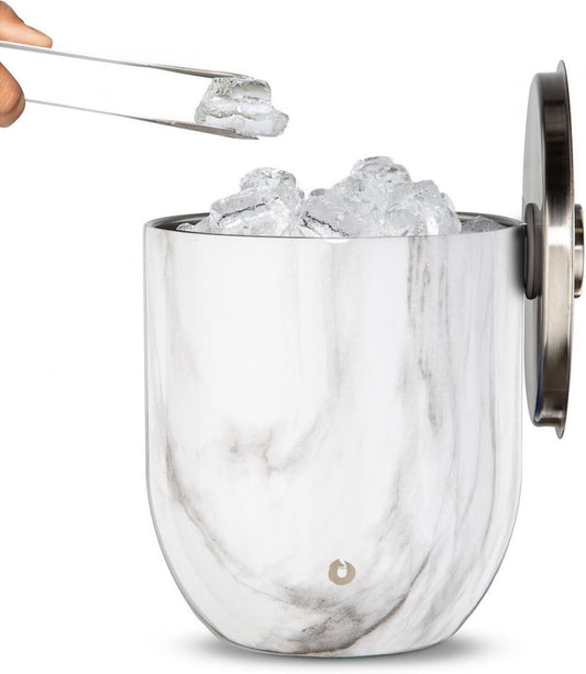 SNOWFOX Premium Vacuum Insulated Stainless Steel Ice Bucket with Lid/Tongs, Non-Rubber Bottom, Home