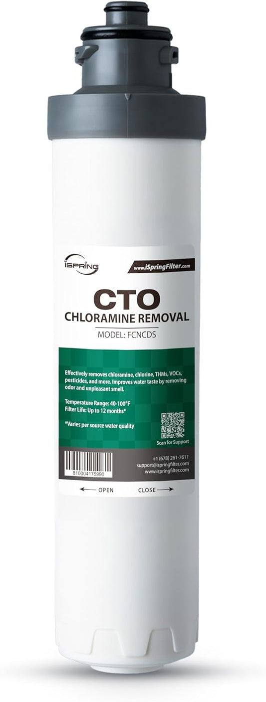 iSpring FCNCDS SGS-Tested Chloramine Removal CTO Carbon Block Replacement Water Filter Cartridge