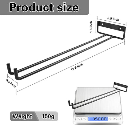 11.8 Inch Wine Glass Rack,Set of 4 Stemware Wine Glass Hanging Rack, Metal Wine Glass Holder Under Cabinet Organization and Storage for Kitchen Bar Decor