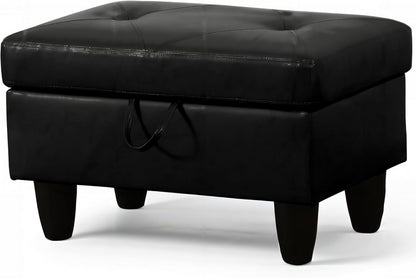 Ottoman Rectangular Storage Ottoman Bench, Faux Leather Footrest, Coffee Table, Stool Footstool with Hinged Lid for Living Room, Bedroom, Entryway, Black, 28.5"x19"x17.5"