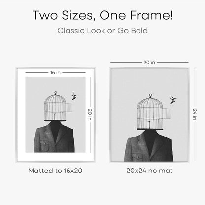 Homeforia 20x24 Picture Silver Frame, High End Metal 20 x 24 Poster Frames with Mat 16 by 20 for Photo, 20x24 Silver Frame Matted to 16x20 Art, 24x20 Hanging Frames, Tempered Glass, Wall Kit, Set of 1