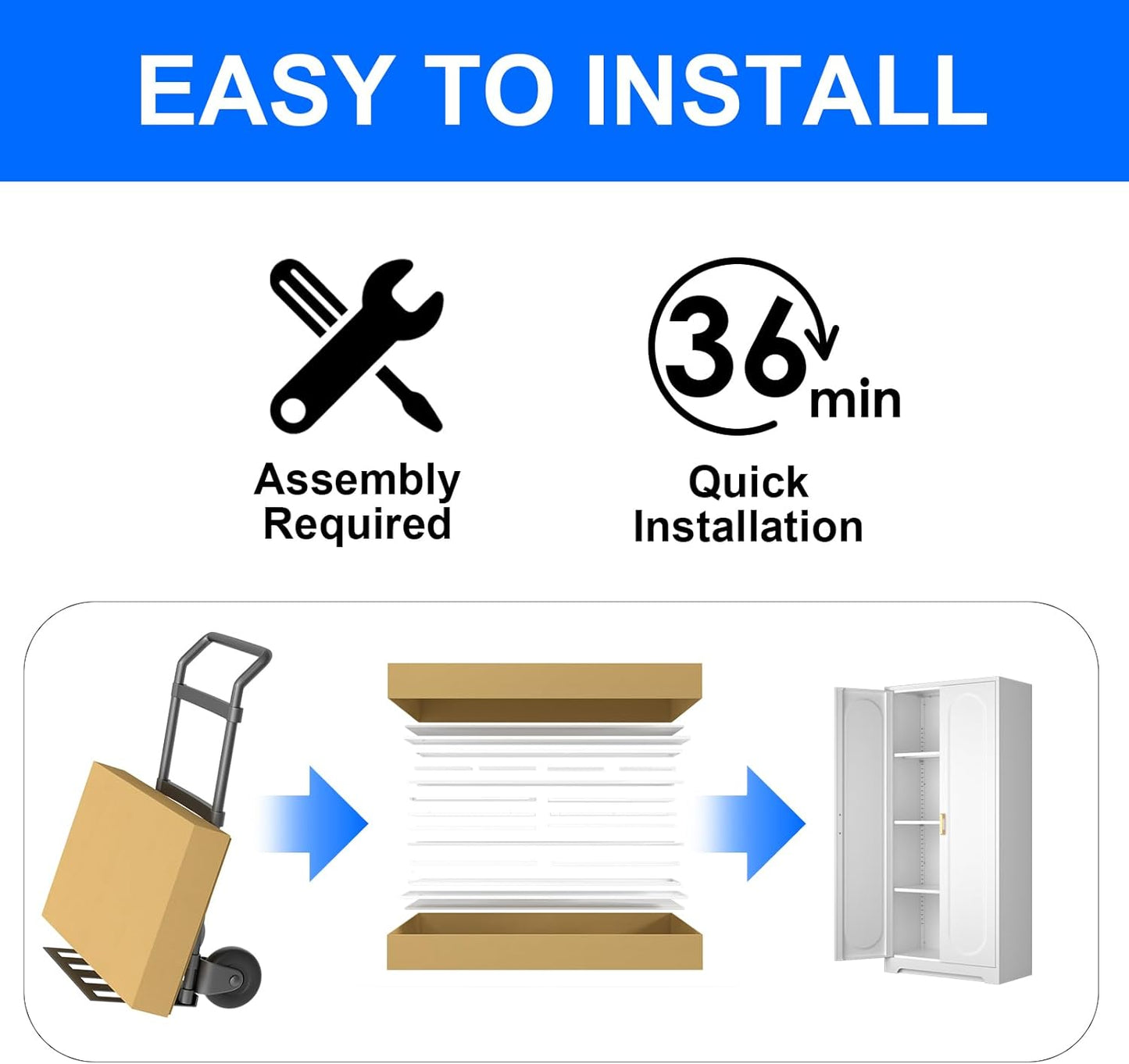 60" Tall Kitchen Pantry Cabinet, Metal Pantry Cabinet with Doors and Adjustable Shelves, White Utility Storage Cabinet with Handles for Dining Room, Bathroom, Laundry Room - Assemble Required