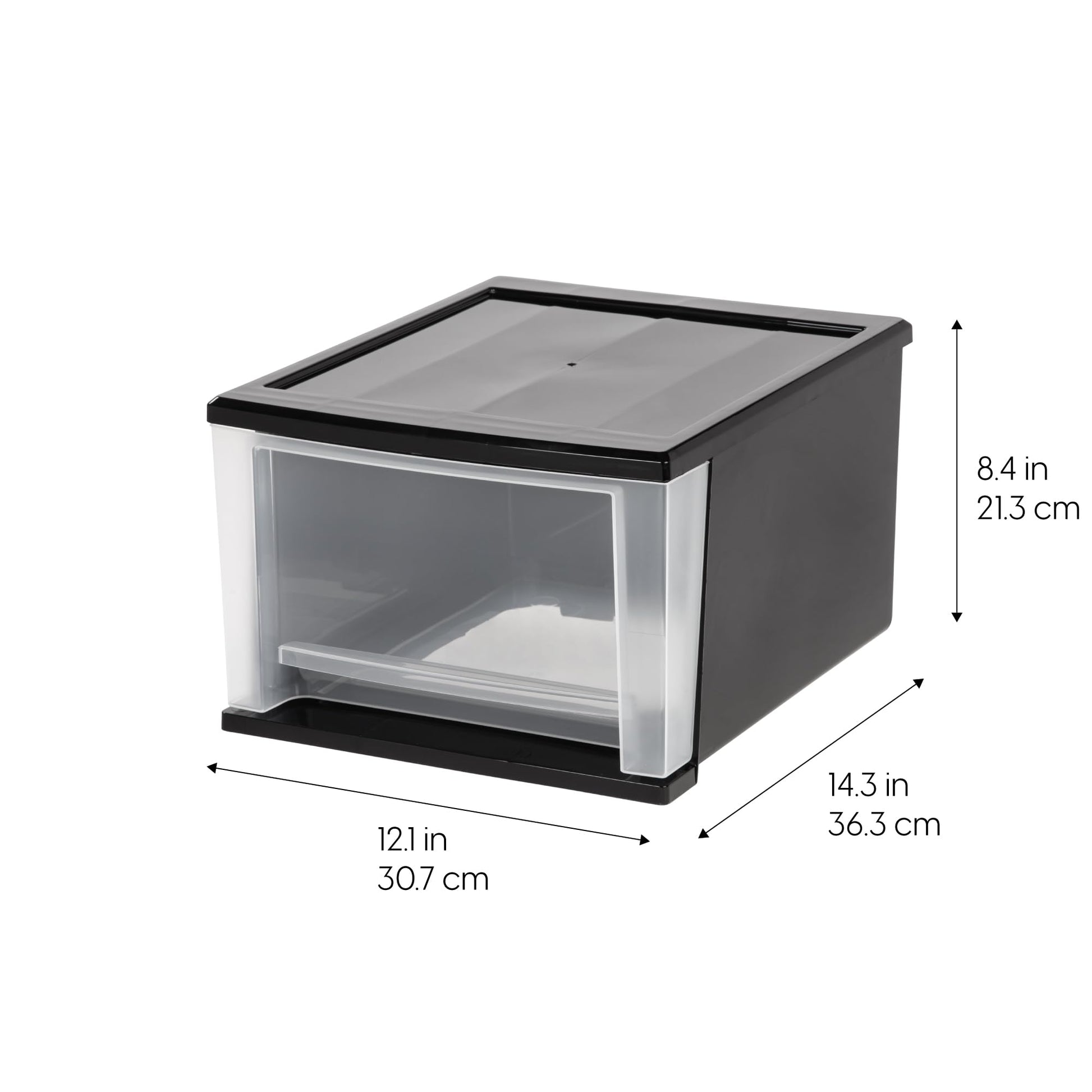 IRIS USA 4-Pack, 17 Qt. Medium Stacking Drawer Storage Organizer, Black