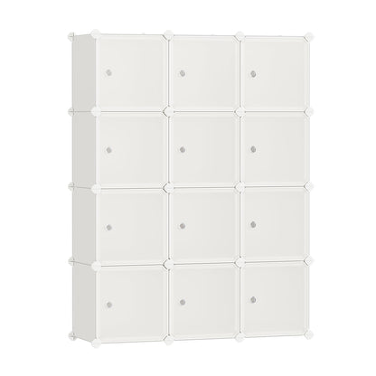 SONGMICS Cube Storage Organizer, Set of 12 Plastic Cubes, Closet Storage Shelves, DIY Plastic