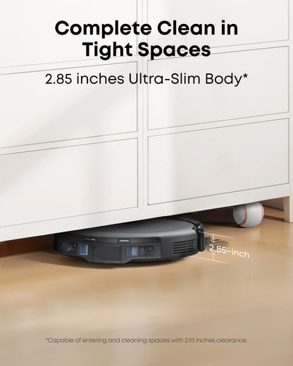 eufy C10 Robot Vacuum Self Emptying, 8 Weeks Hands Free, Advanced Smart Mapping with LiDAR Navigation, 2.85-Inch Slim Design, Powerful Suction, Edge Expansion Brush for Pet Hair