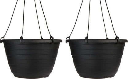 The HC Companies Wrapt Hanging Planters - Lightweight Plant Pot Hanger for Hanging Plants, Vegetables & Herbs - Outdoor & Indoor Hanging Basket for Plants (13" Black, Pack of 2)