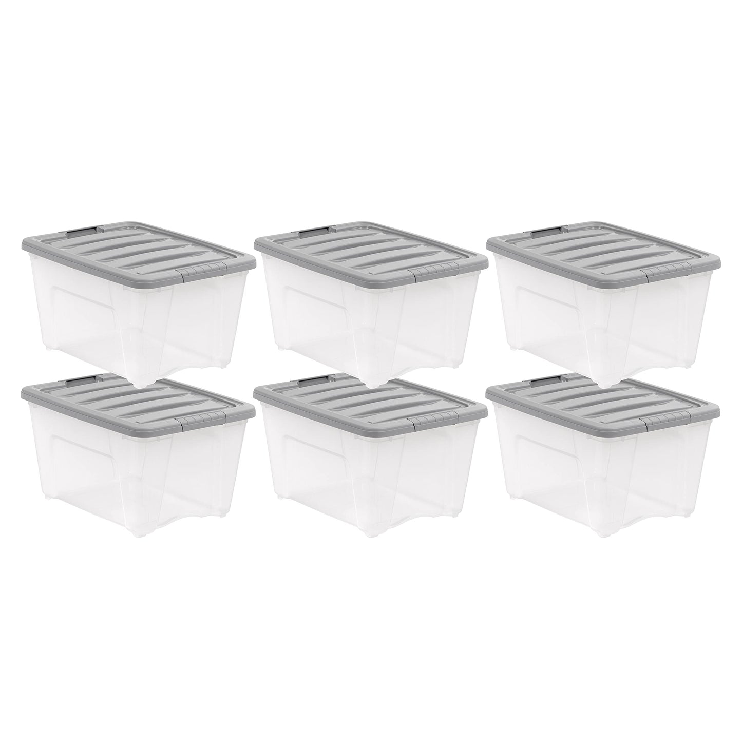 Amazon Basics Plastic Storage Containers with Secure Latching Lids, Stackable Organization Bins