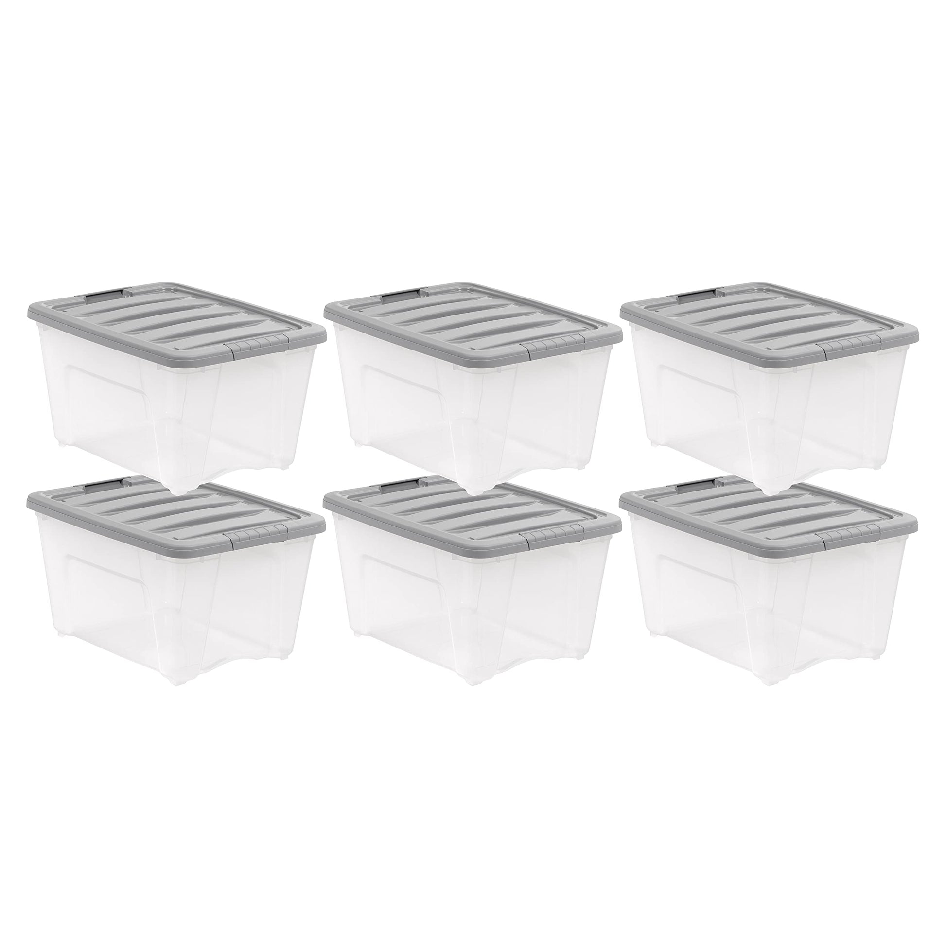 Amazon Basics Plastic Storage Containers with Secure Latching Lids, Stackable Organization Bins