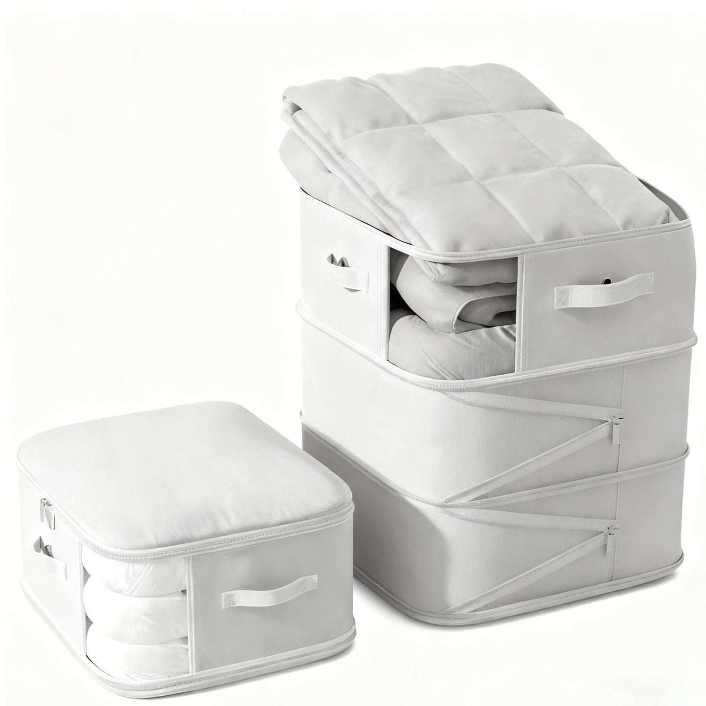 2 Pack Space Saving Comforter Storage Bag with Handle, 3-Layer Compression Blanket Storage Bags