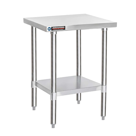 DuraSteel 30x18 Small Stainless Steel Table - NSF Commercial Kitchen Island Food Prep Worktable - Metal Side Mixer Stand with Under Shelf - For Laundry Room, Kitchen, Outdoor Grill, Tiny Spaces